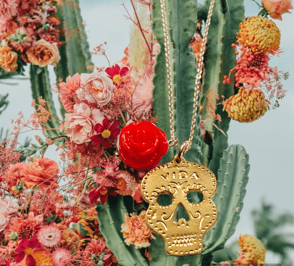 Vida Gold Sugar Skull Necklace