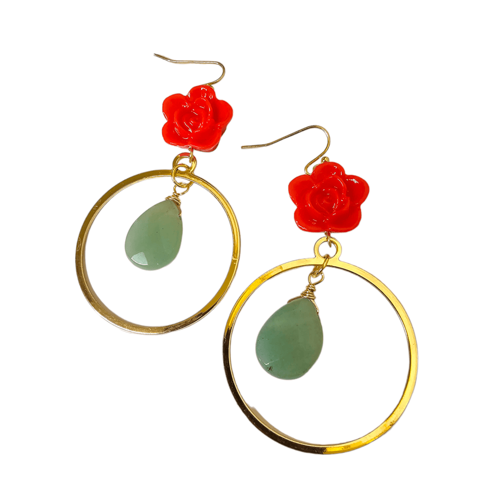 Jade Rose Hoop Earrings