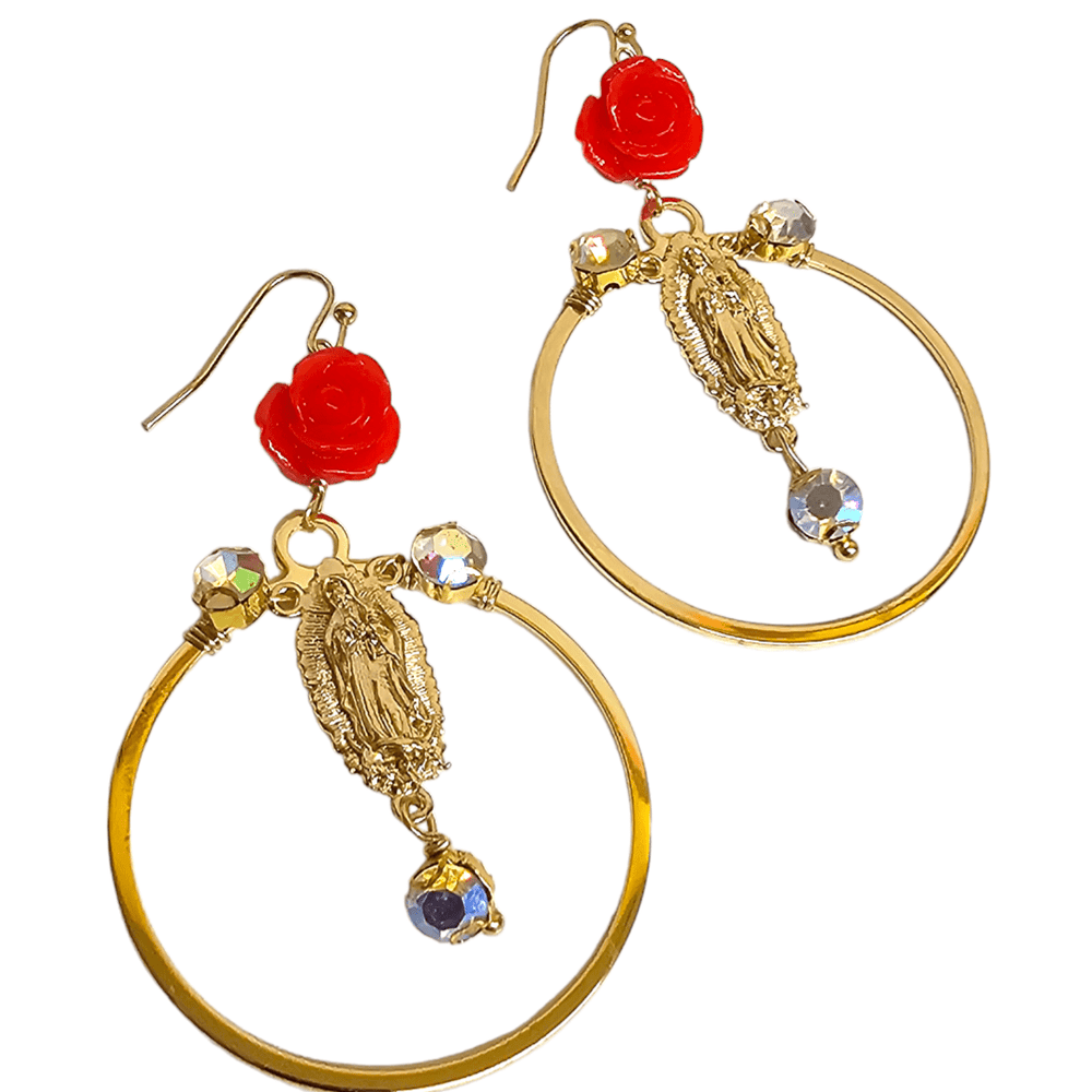 Virgen Rosary Hoop Earrings