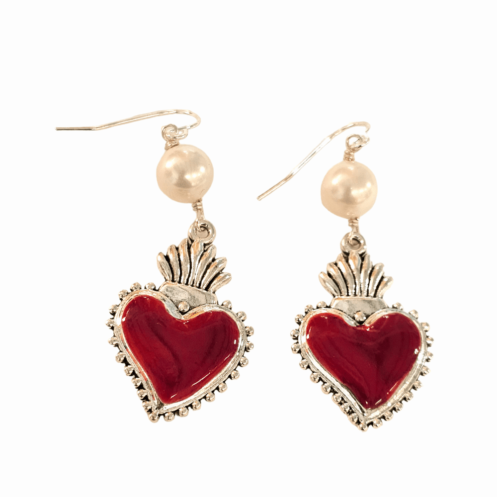 Sacred Heart Pearl Earrings