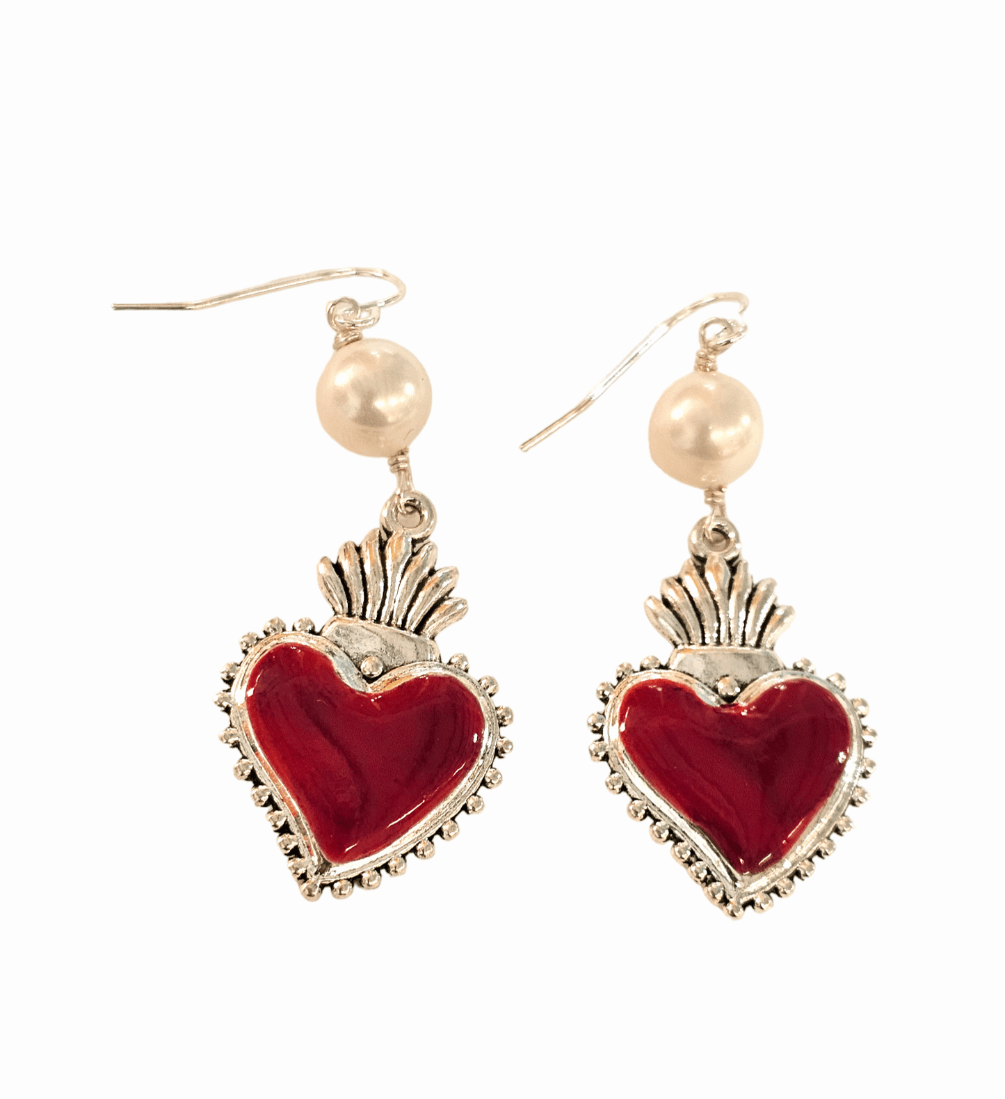 Sacred Heart Pearl Earrings