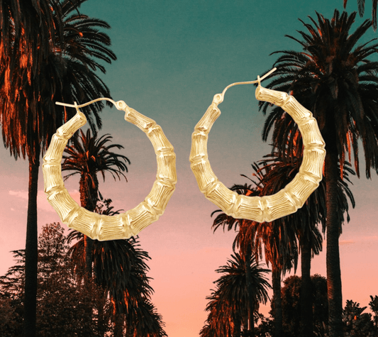 14kt Gold Bamboo Hoop Earrings