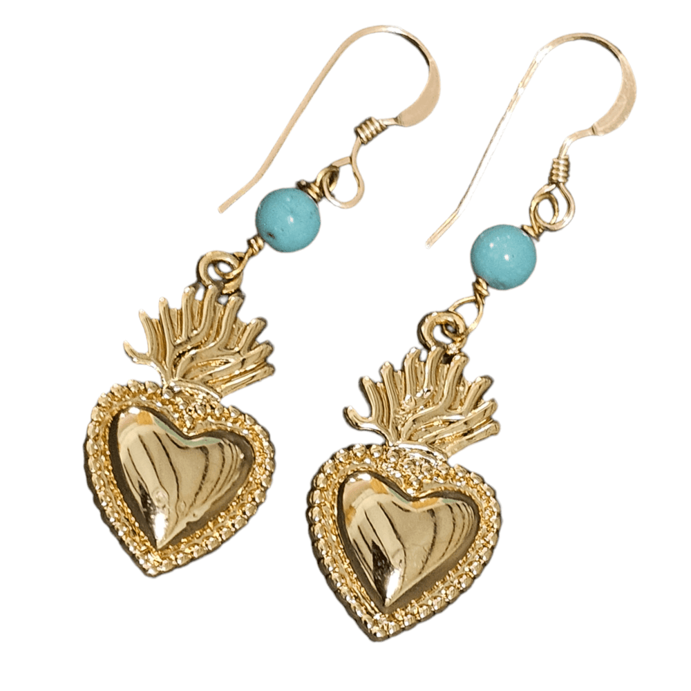 Sacred Heart Turquoise Earrings