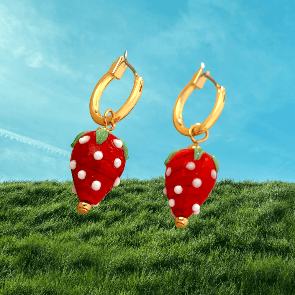 Fresa Strawberry Hoop Earrings