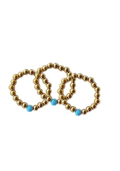 Turquoise Gold Beaded Ring