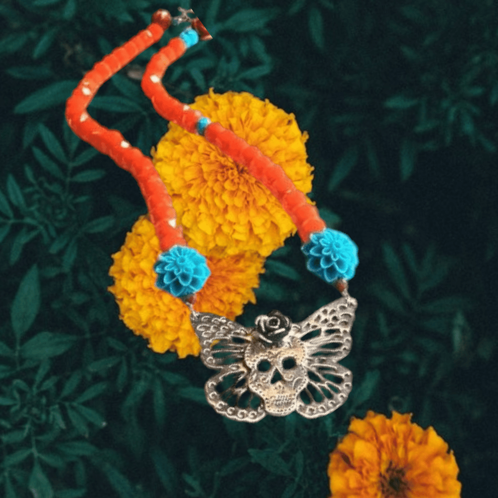 Monarch Butterfly Muertos Crystal Necklace