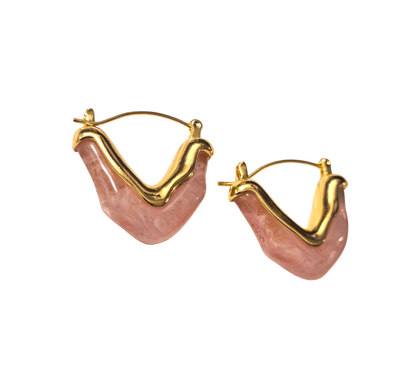 Pink Quartz Resin Hoop Earrings