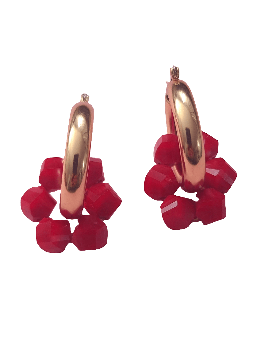 Red Crystal Hoop Earrings