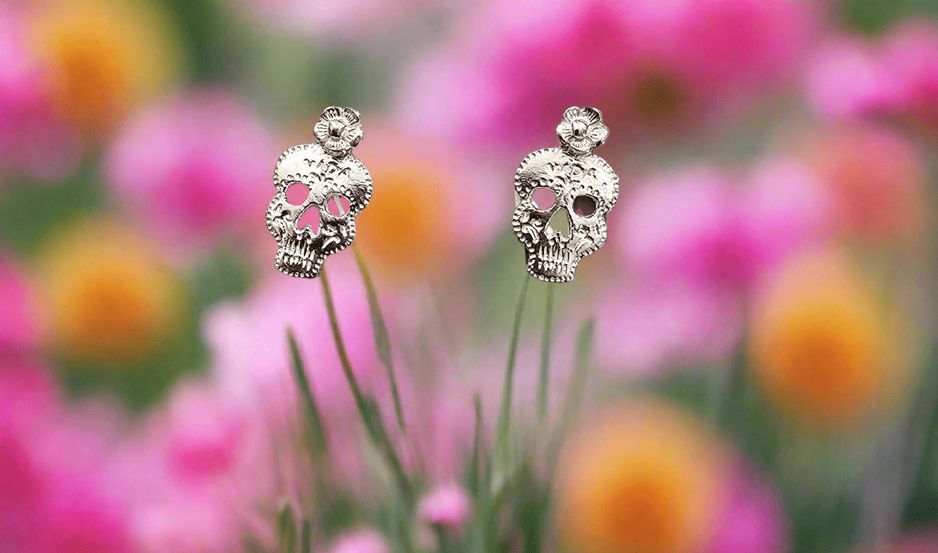 Vida y Muerte Skull Post Earrings -