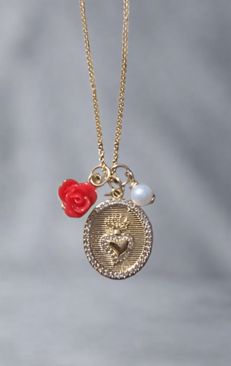 Sacred Heart Pearl Necklace