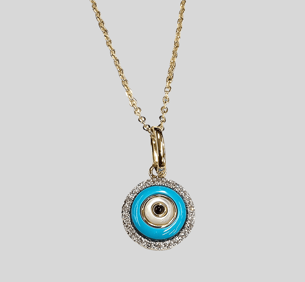 Evil Eye 14kt Gold Enamel Necklace