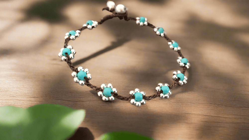 Turquoise Sterling Silver Flower Bracelet