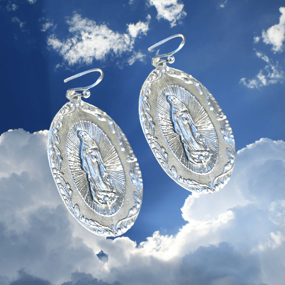 Virgen de Guadalupe Sterling Silver Earrings