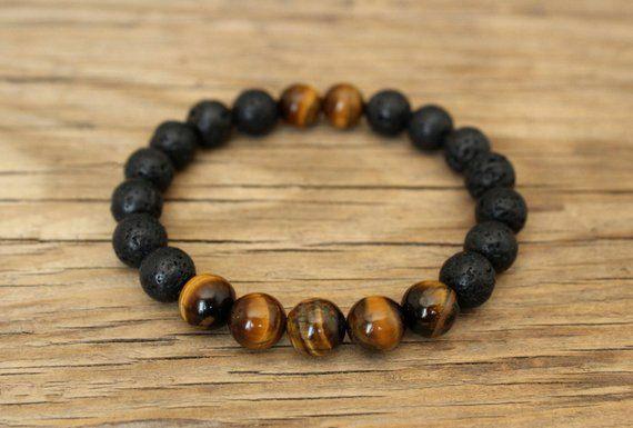 Tigers Eye x Lava Rock Sage Bracelet