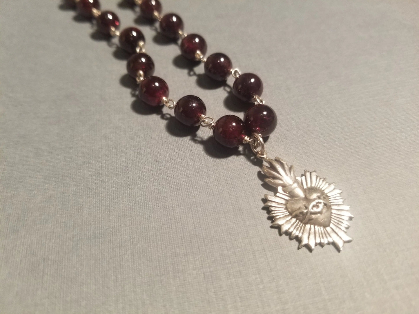 Sacred Heart Rosary Necklace