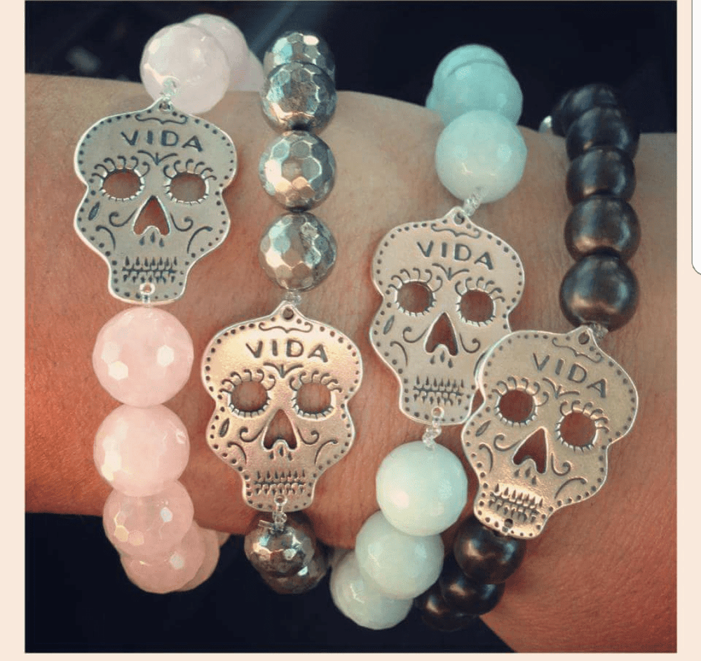 Sugar Skull Gemstone Bracelet