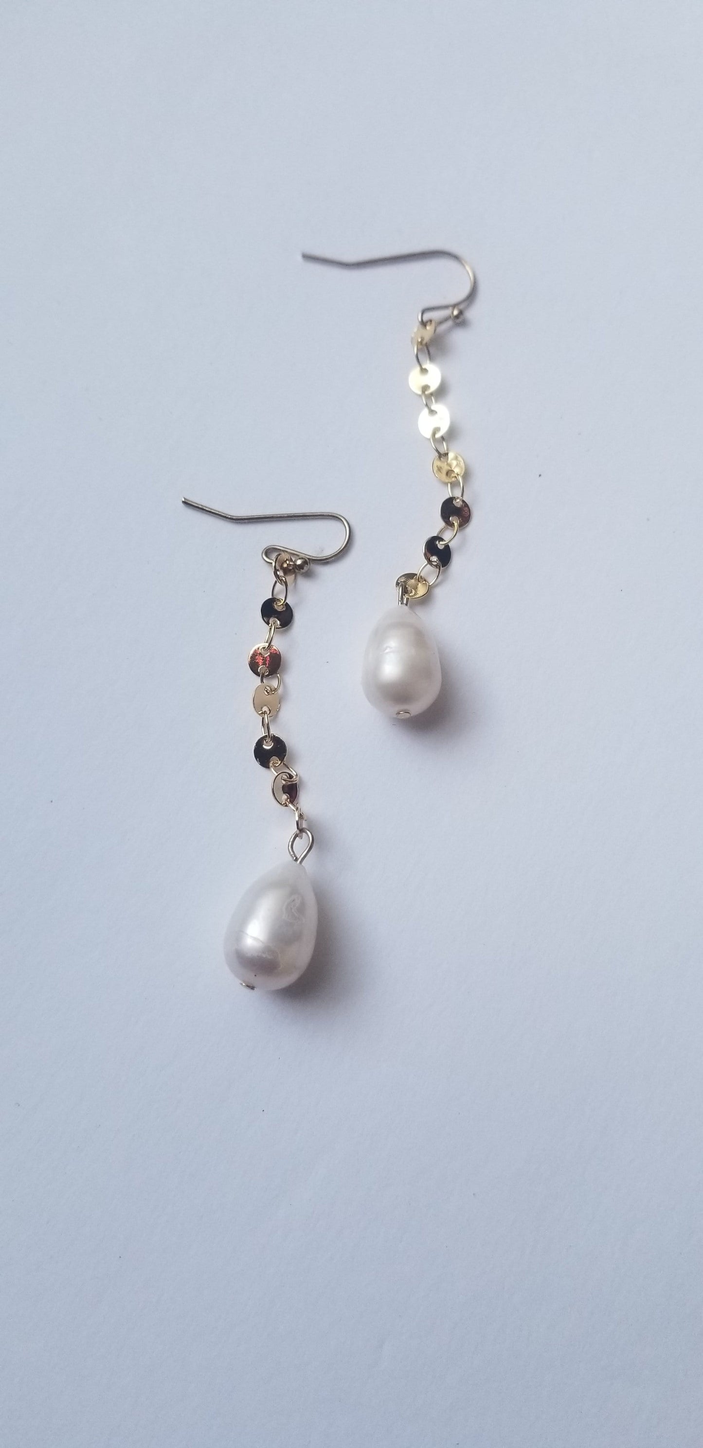 Pearl Link Chain Drop Earrings