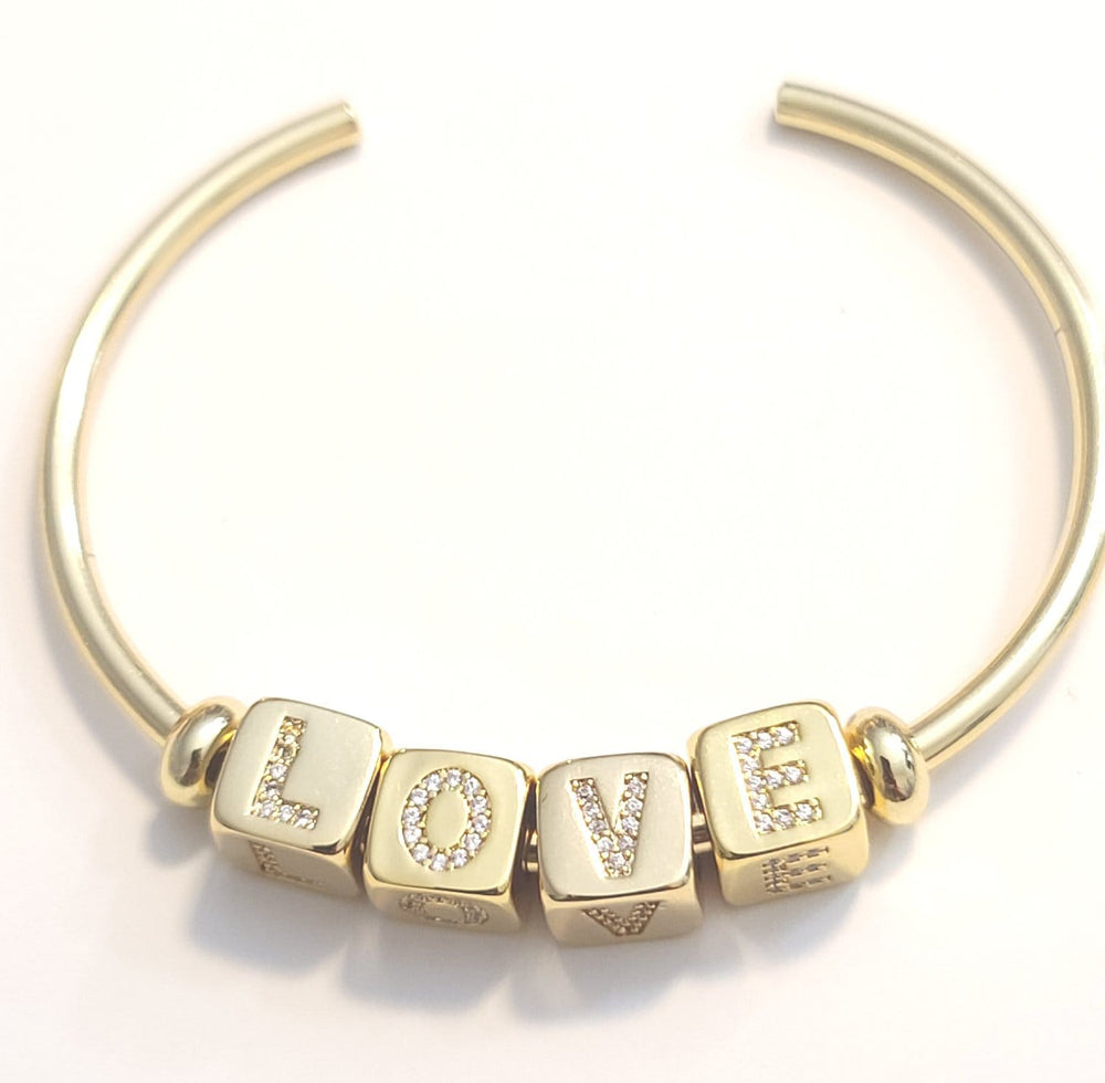 Love Cz Word Cuff Bracelet