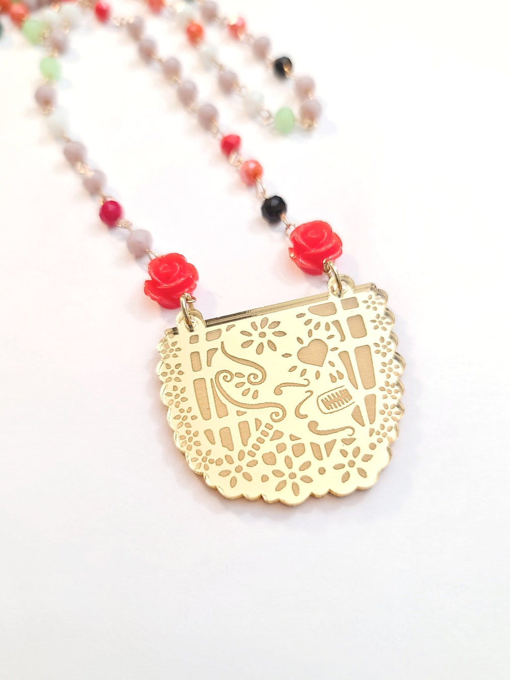 Papel Picado Rosary Crystal Necklace