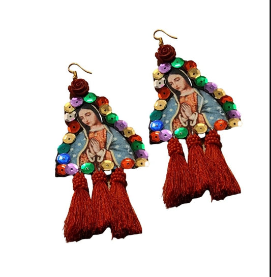 Virgen de Guadalupe Sequince Earrings