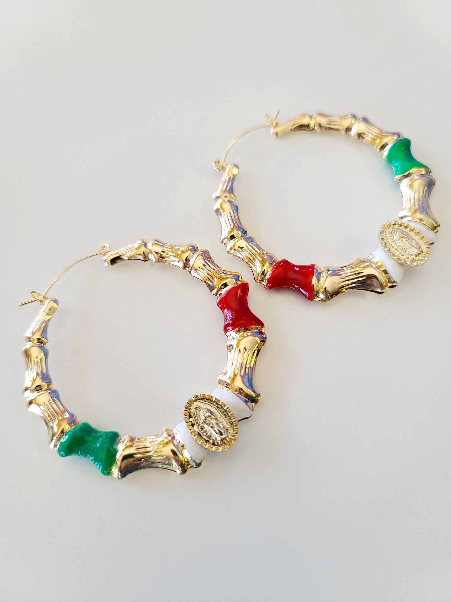 Virgen Mexico Bamboo Hoop Earrings