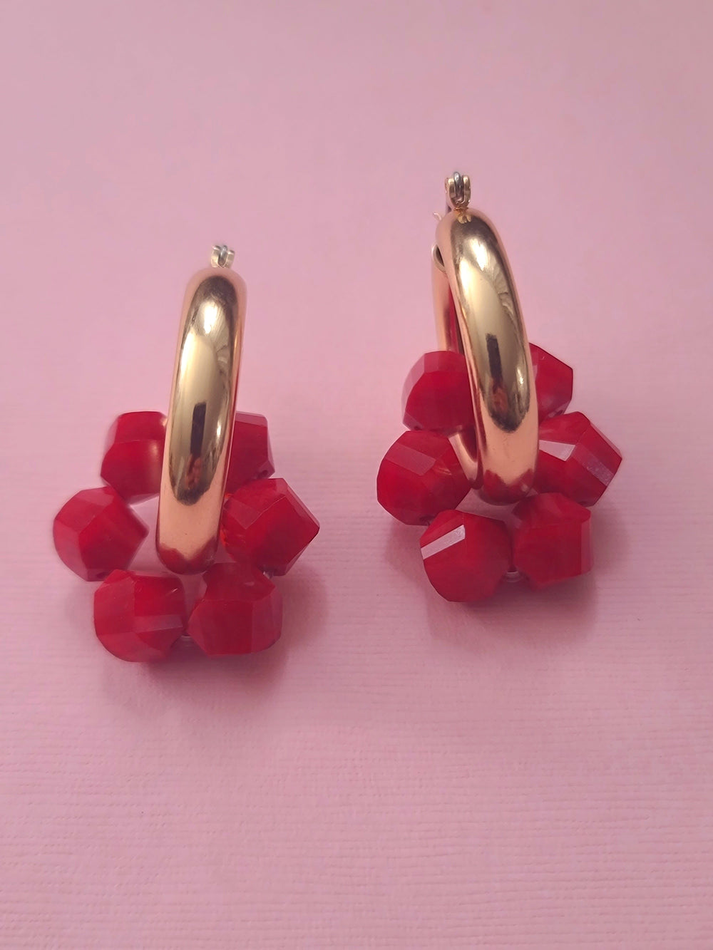 Red Crystal Hoop Earrings