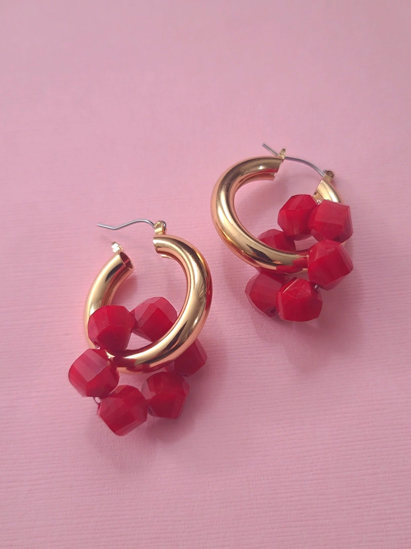 Red Crystal Hoop Earrings