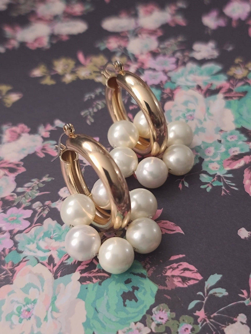 Pearl Huggie Hoop Earrings