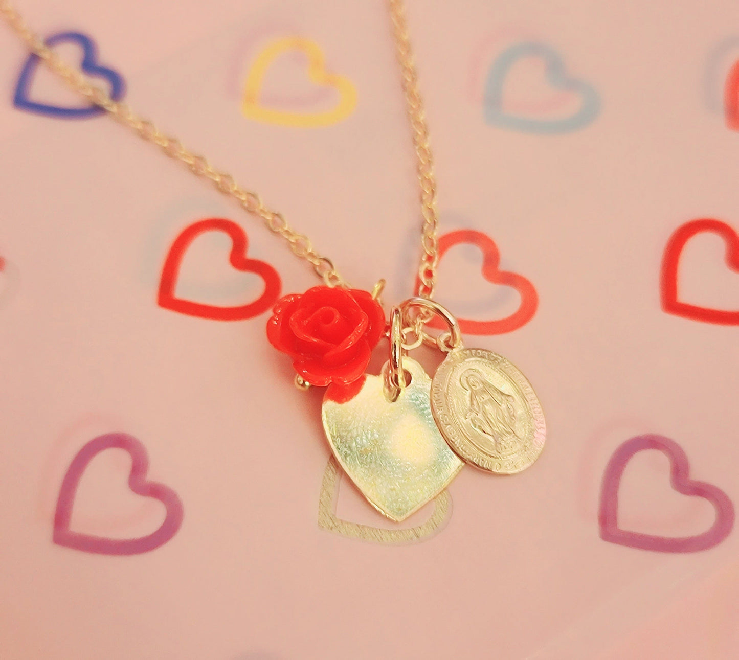 Virgen Heart Charm Necklace