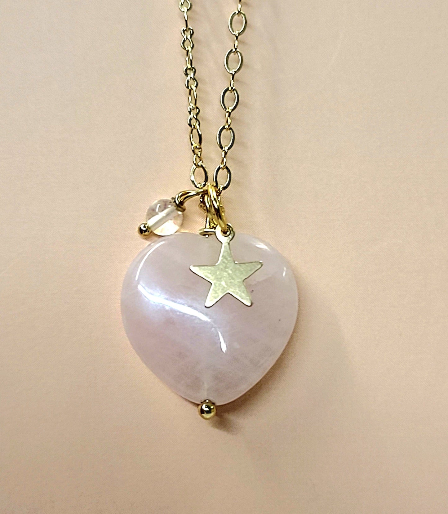 Rose Quartz Heart Charm Necklace