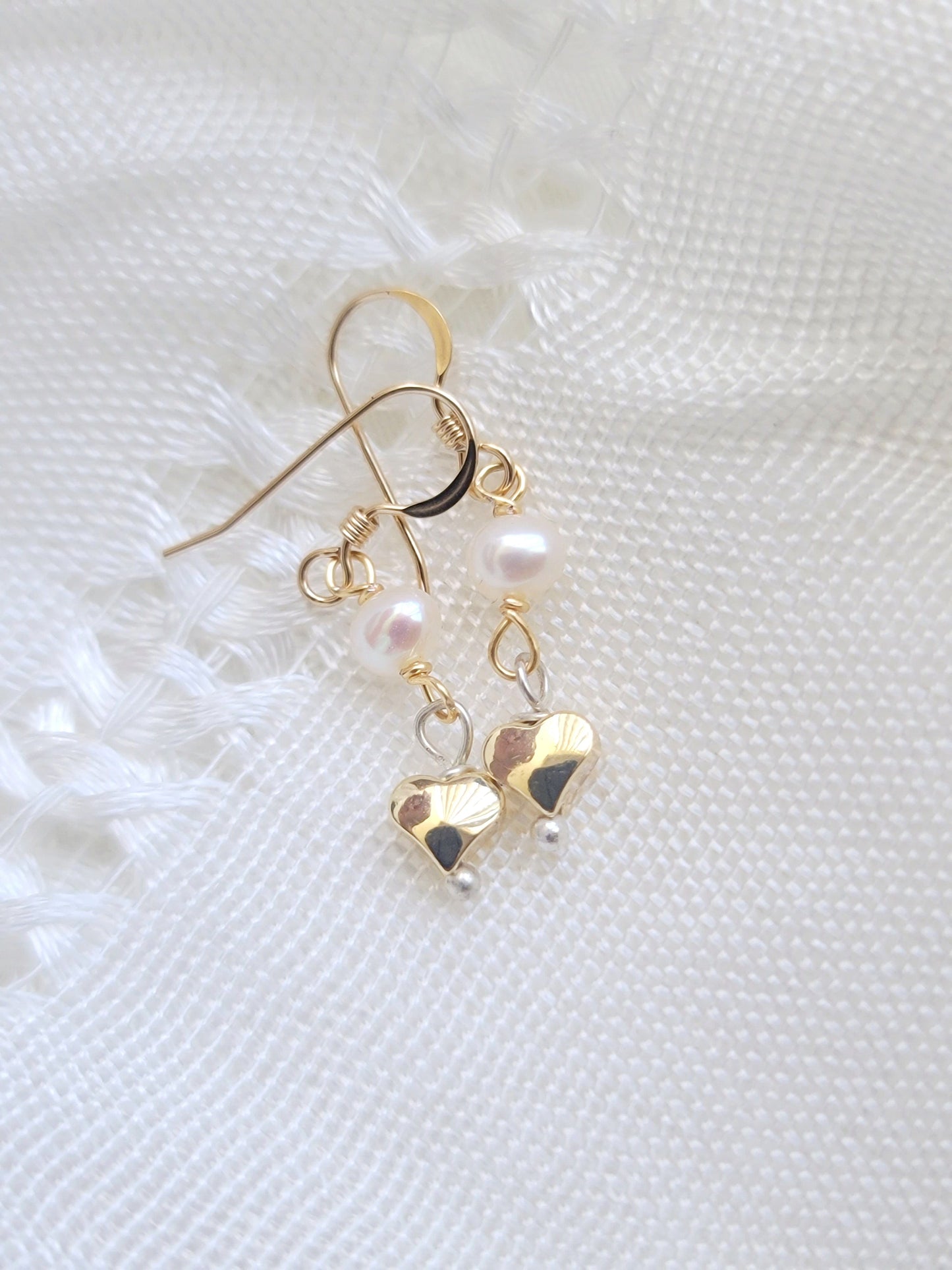 Pearl Heart Dangle Earrings