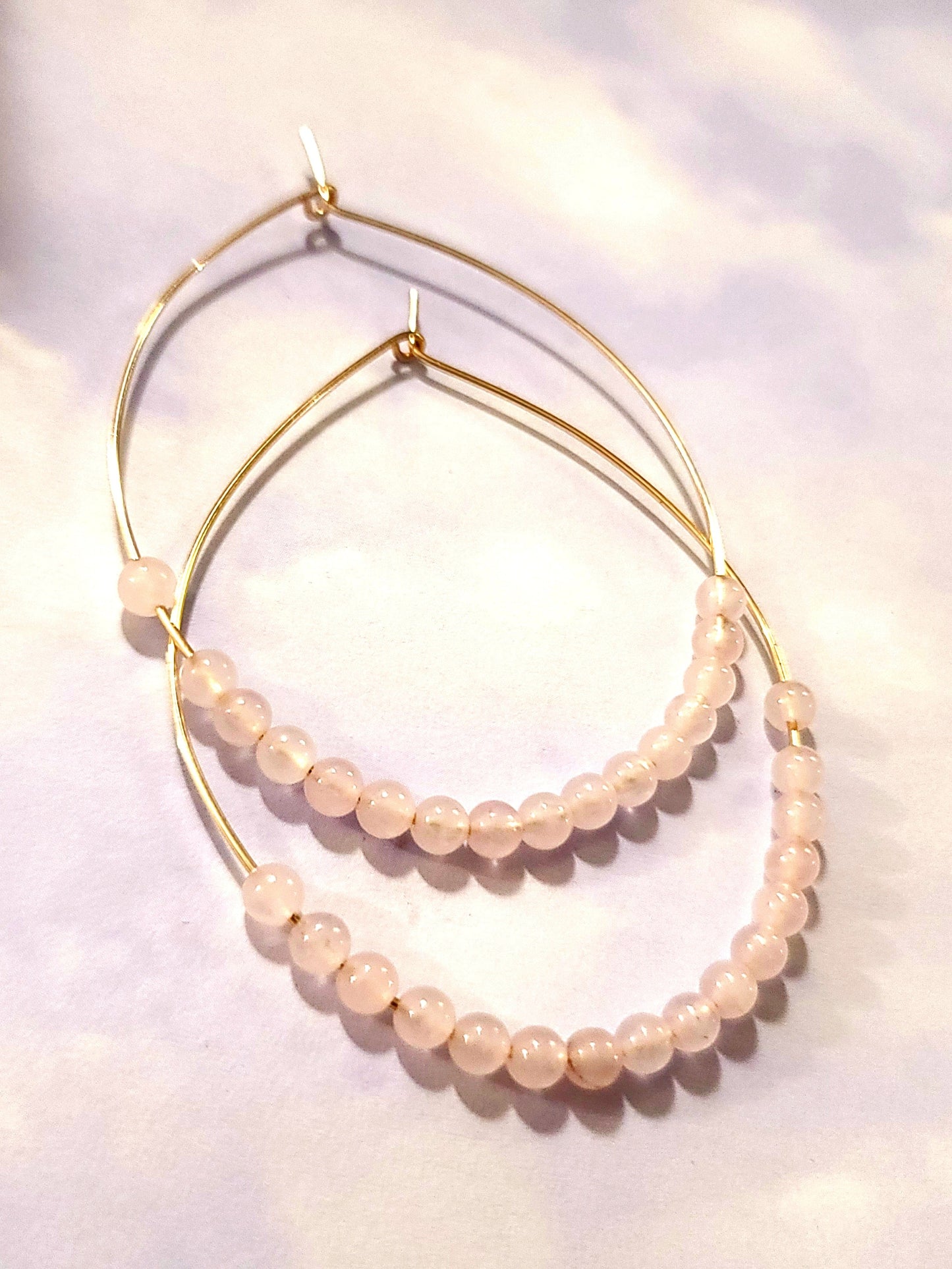 Rosa Quartz Hoop Earrings