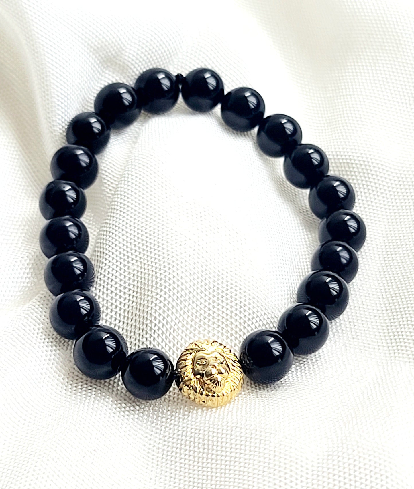 Lion Onyx Mens Bracelet