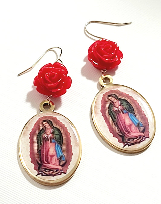 Virgen de Guadalupe Charm Earrings