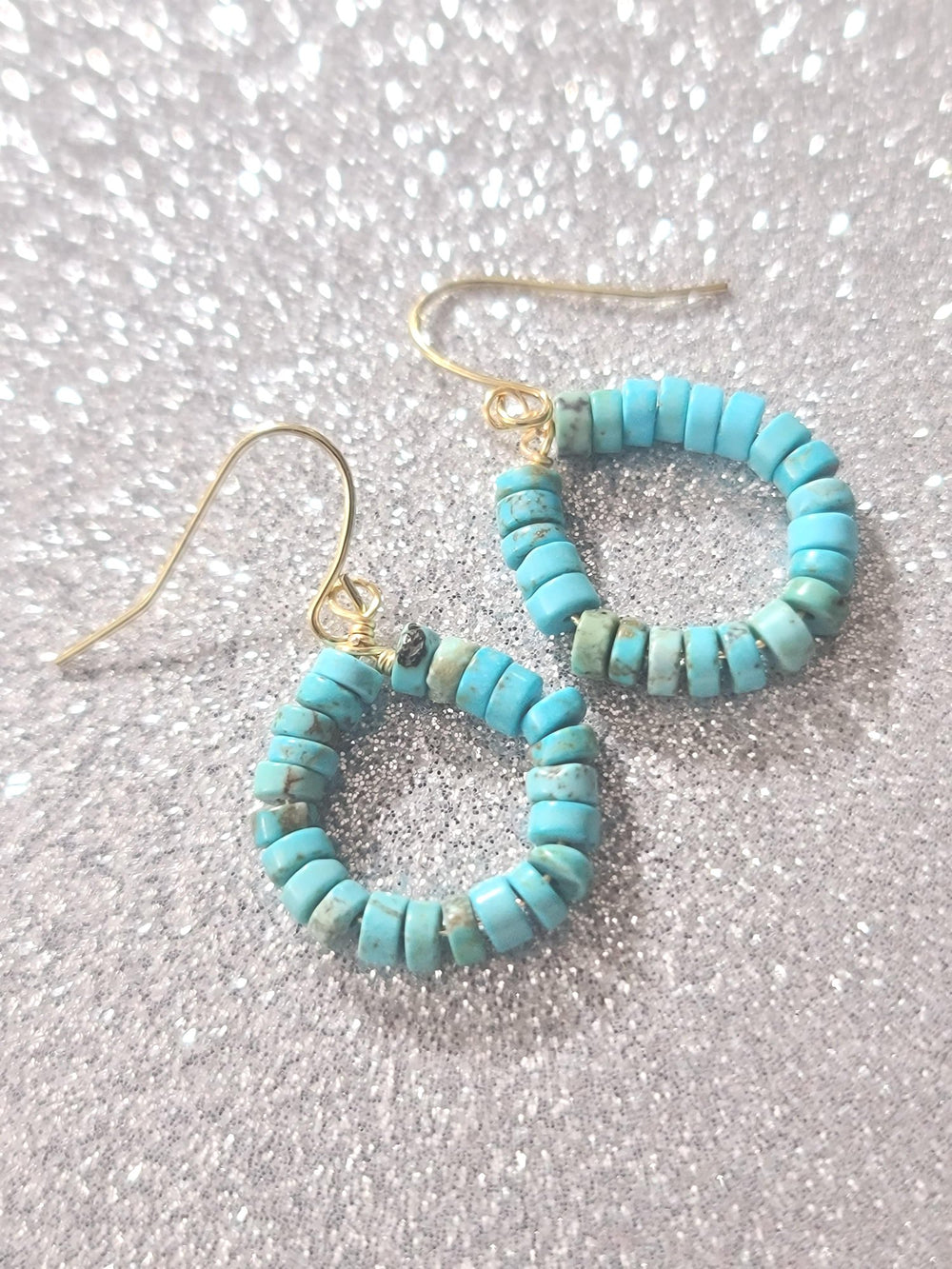 Turquoise Rondel Hoop Earrings