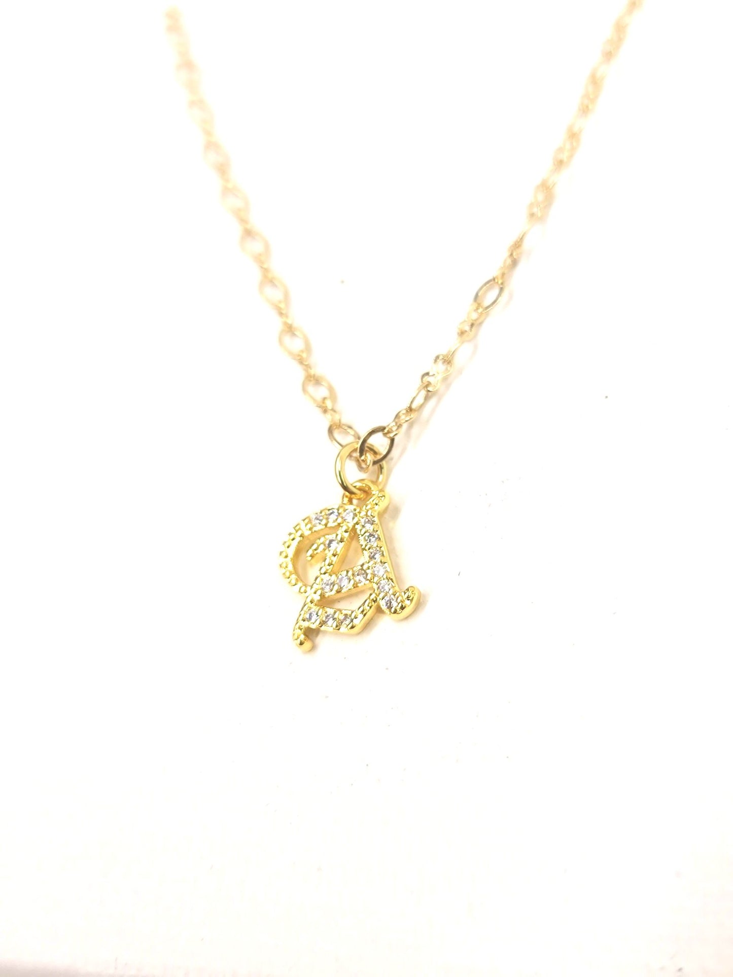 Old English Cz Initial Necklace