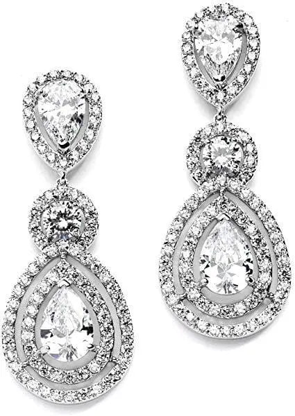 Maria Oval Cz Drop Earrings