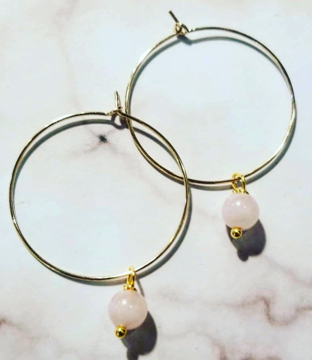 Rose Quartz Amor Hoops