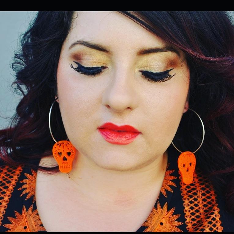 Marigold Sugar Skull Hoop Earrings