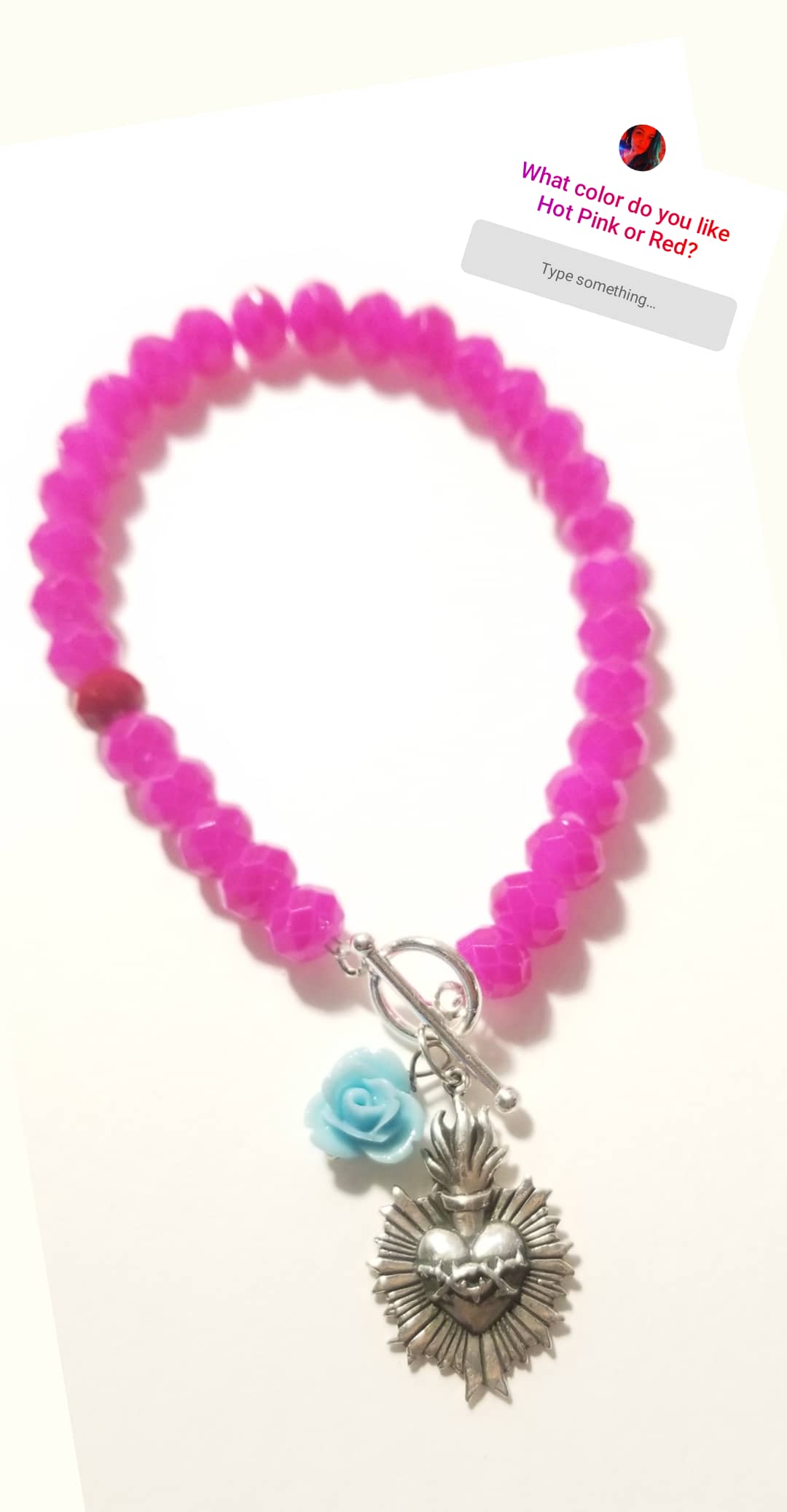 Sacred Heart Pink Crystal Bracelet