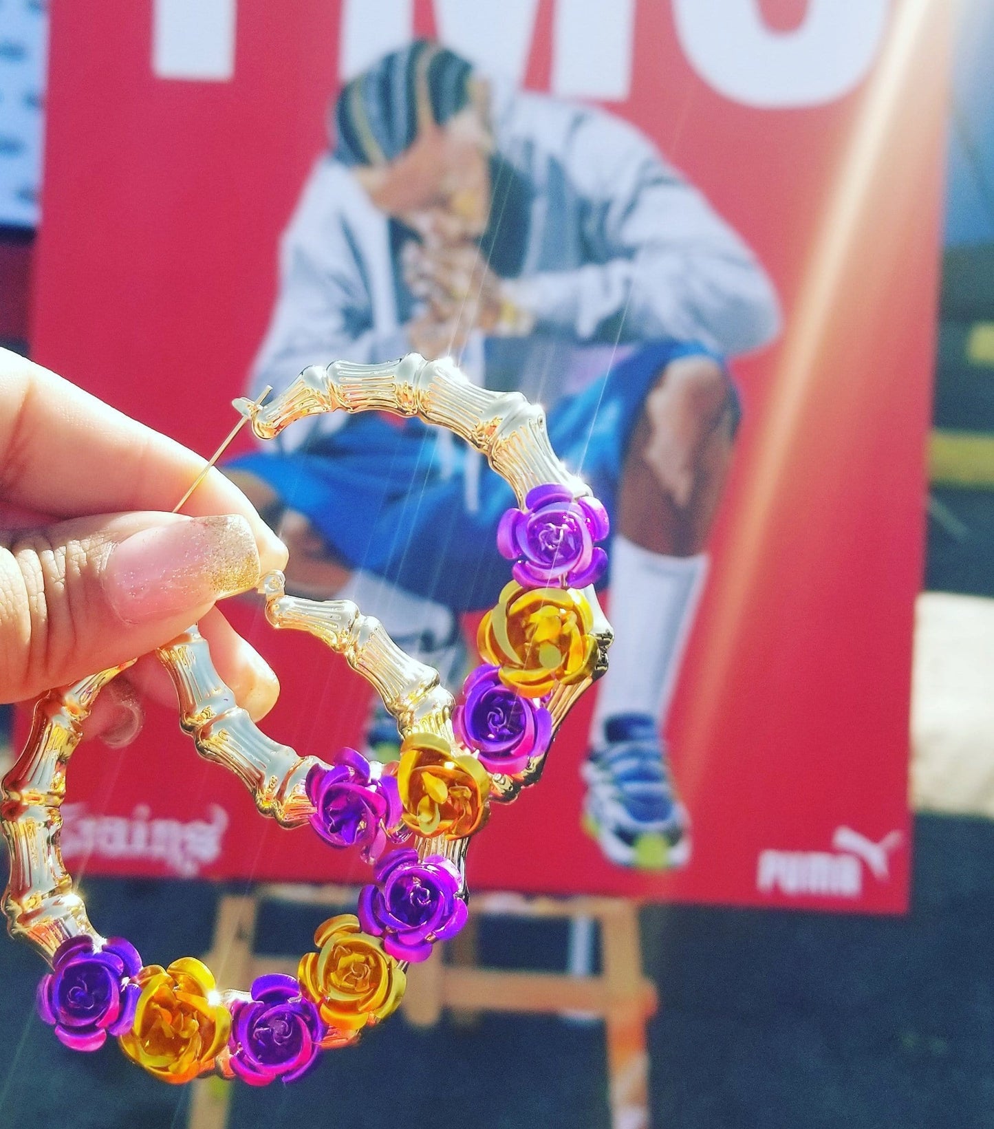 Laker Bamboo Hoop Earrings