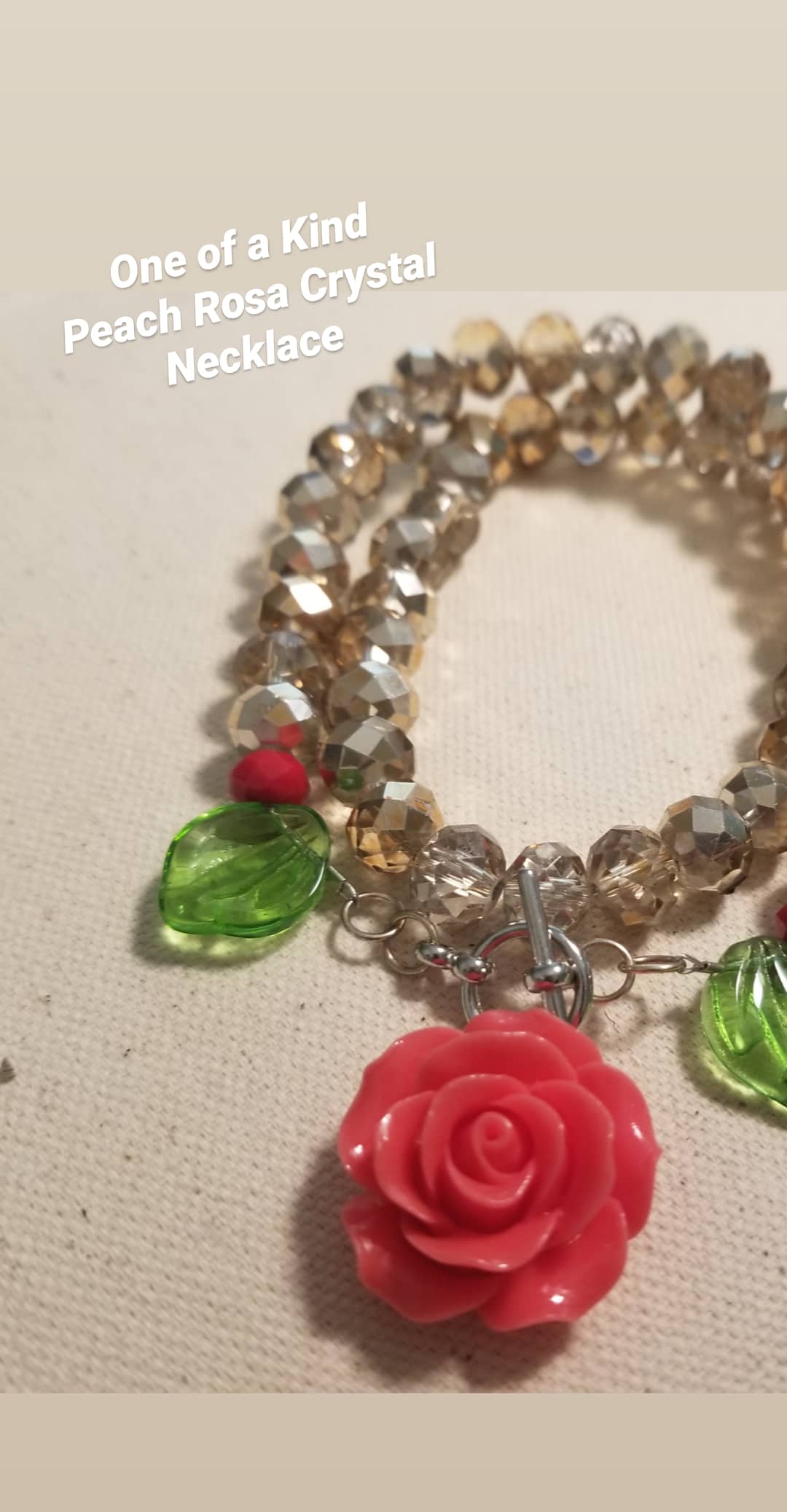Peach Rose Crystal Necklace