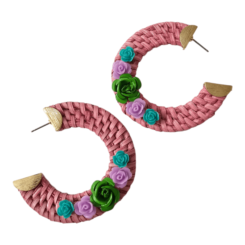 Rosie Floral Woven Hoops