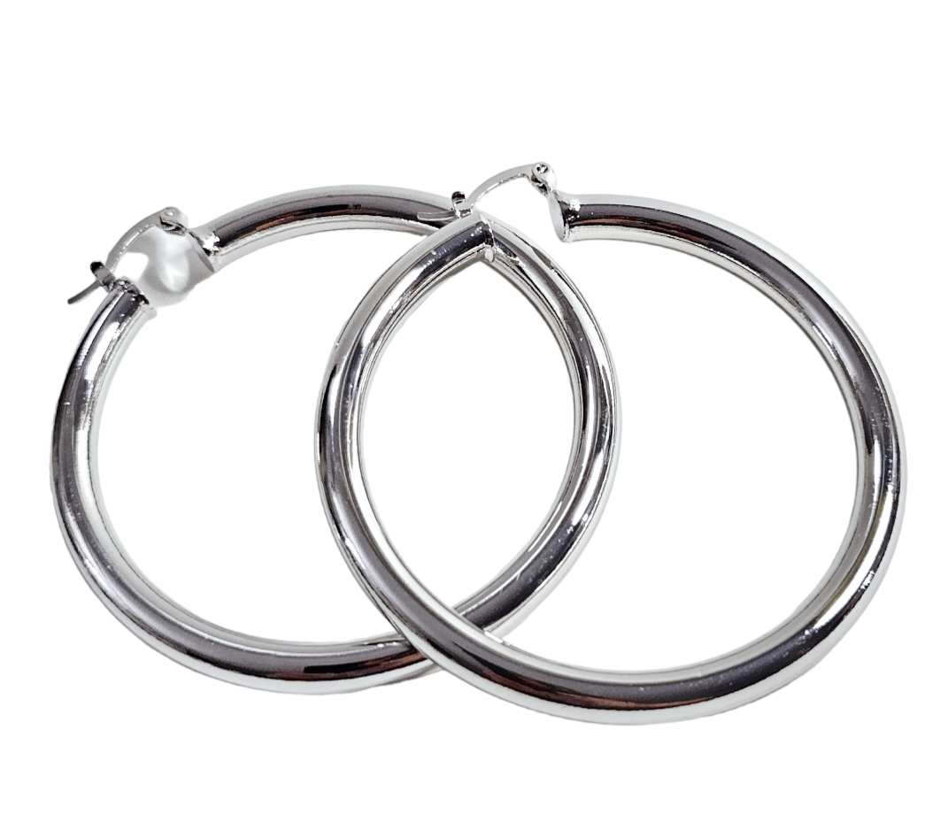 Silver Large Hoop Tube Earrings