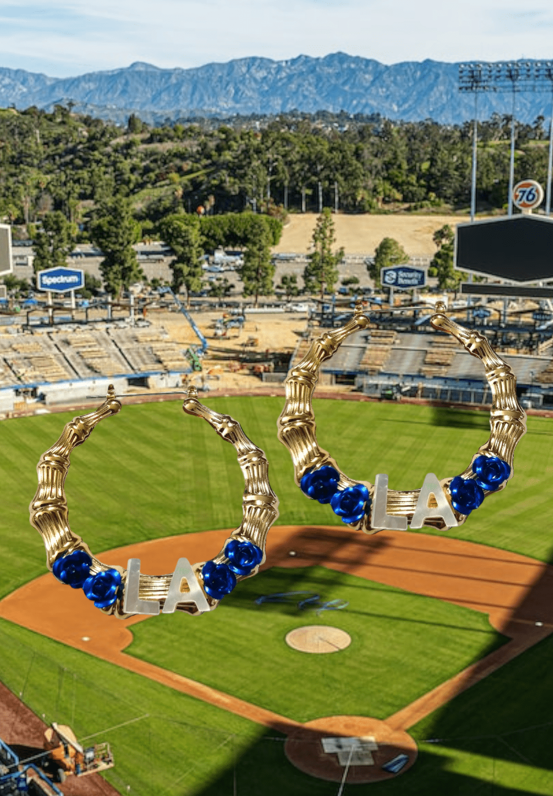 LA Dodger Flower Bamboo Hoops