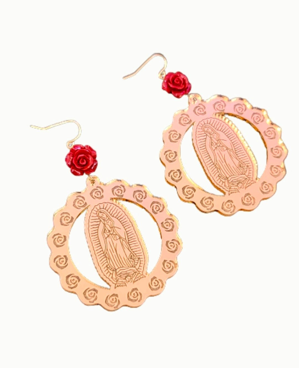 Virgen de Guadalupe Rose Earrings