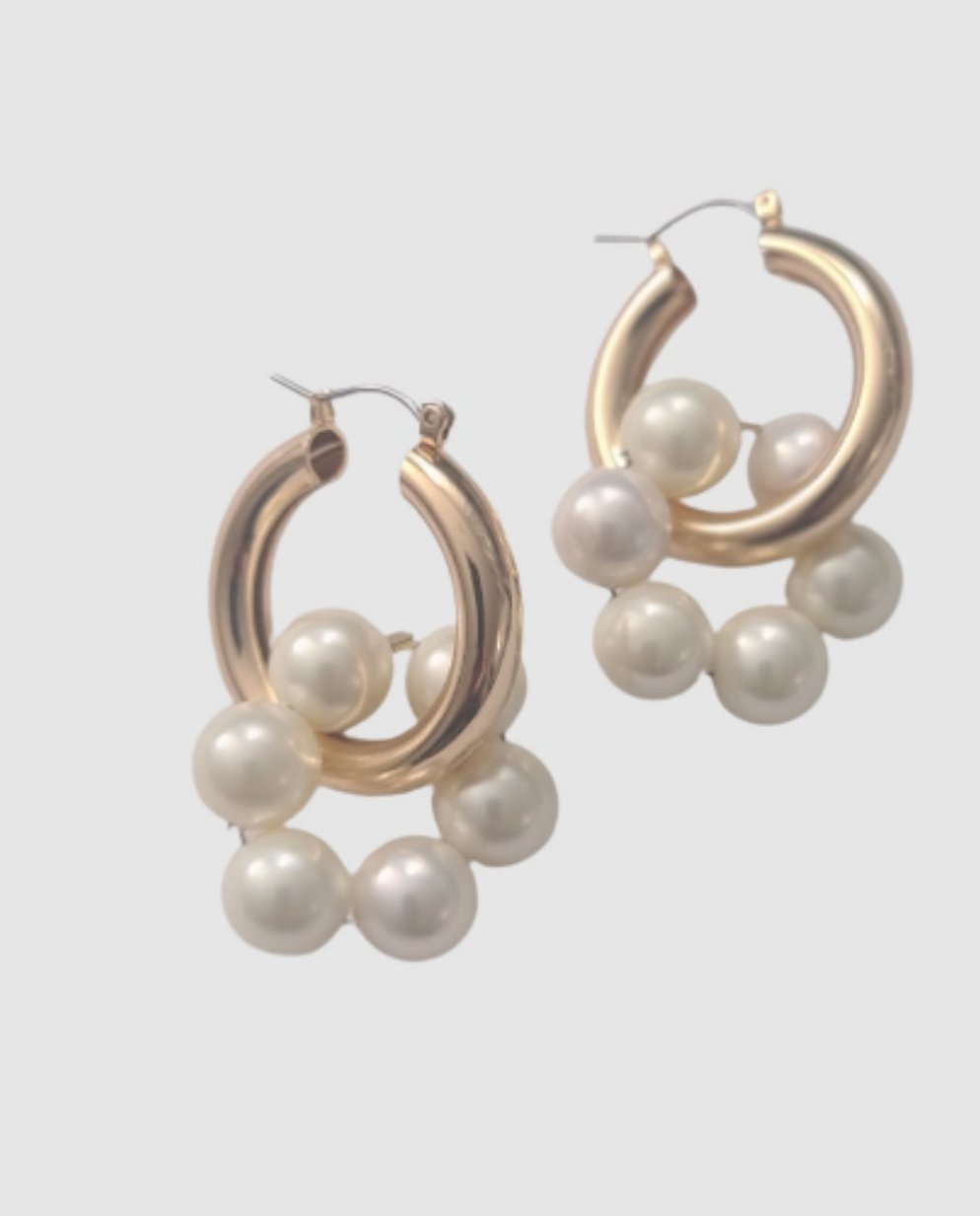 Pearl Huggie Hoop Earrings