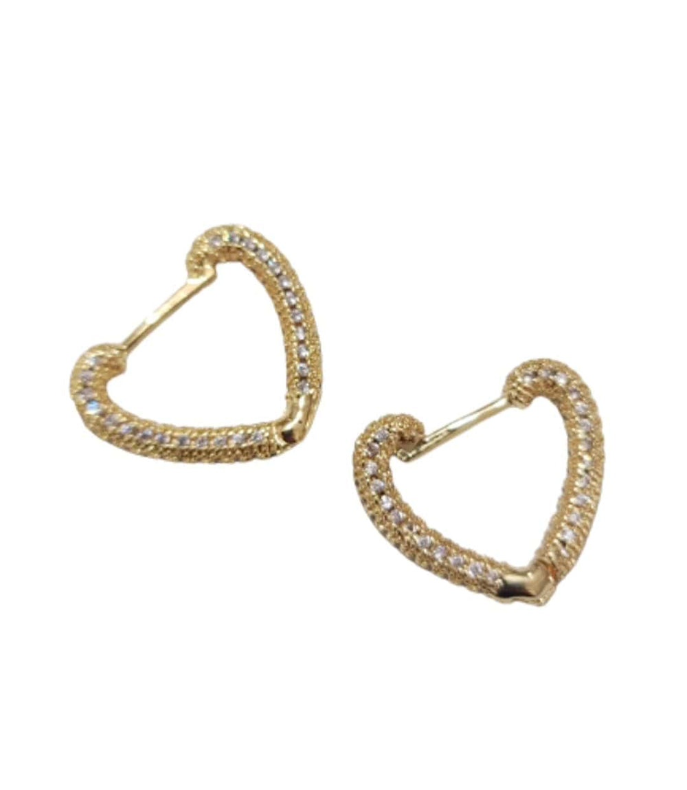 Heart Cz Huggie Earrings