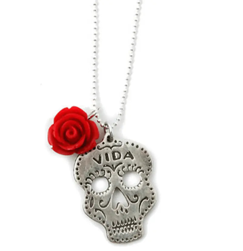 Vida Skull Rose Necklace