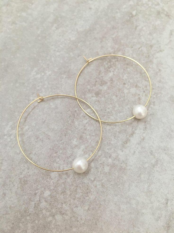 Single Pearl Hoop Earrings